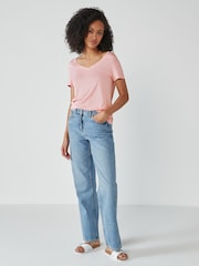 Light Pink Slouch V-Neck T-Shirt - Image 3 of 5
