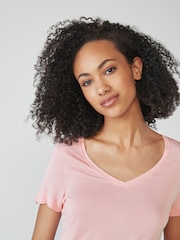 Light Pink Slouch V-Neck T-Shirt - Image 4 of 5