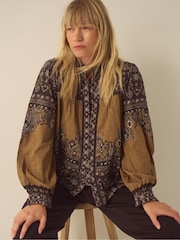 Monsoon Yellow Branwen Floral Print Jersey Blouse - Image 1 of 4