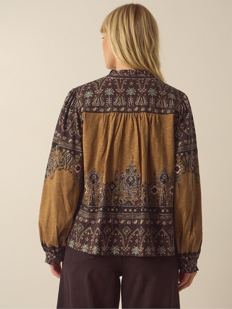 Monsoon Yellow Branwen Floral Print Jersey Blouse - Image 2 of 4