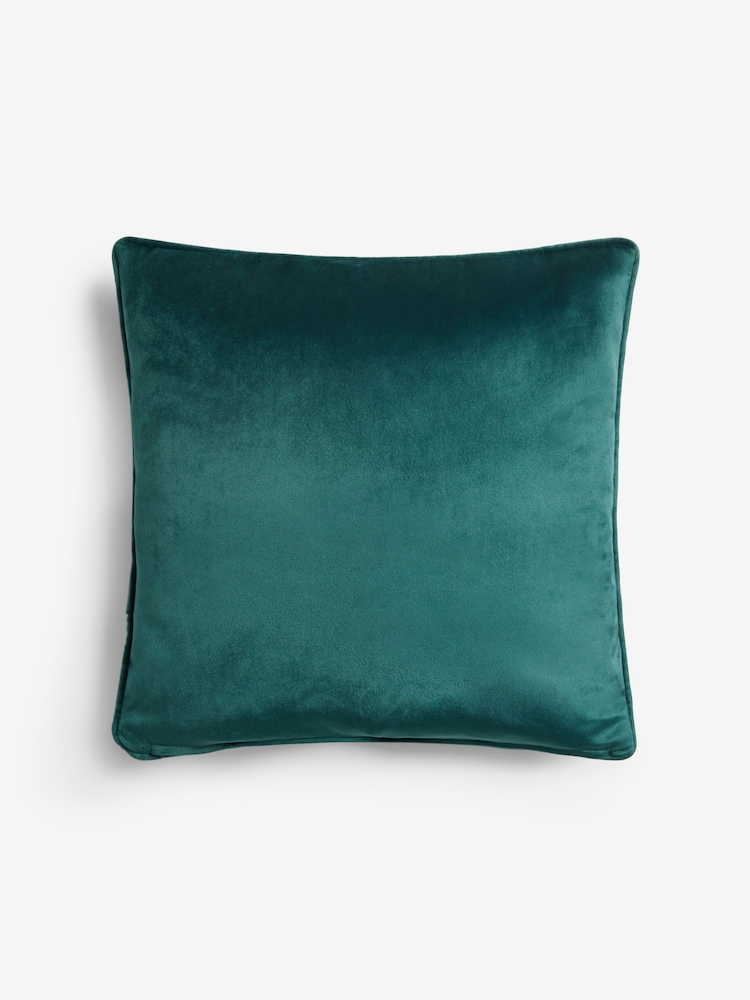 Dark Teal 43 x 43cm Matte Velvet Cushion - Image 1 of 3