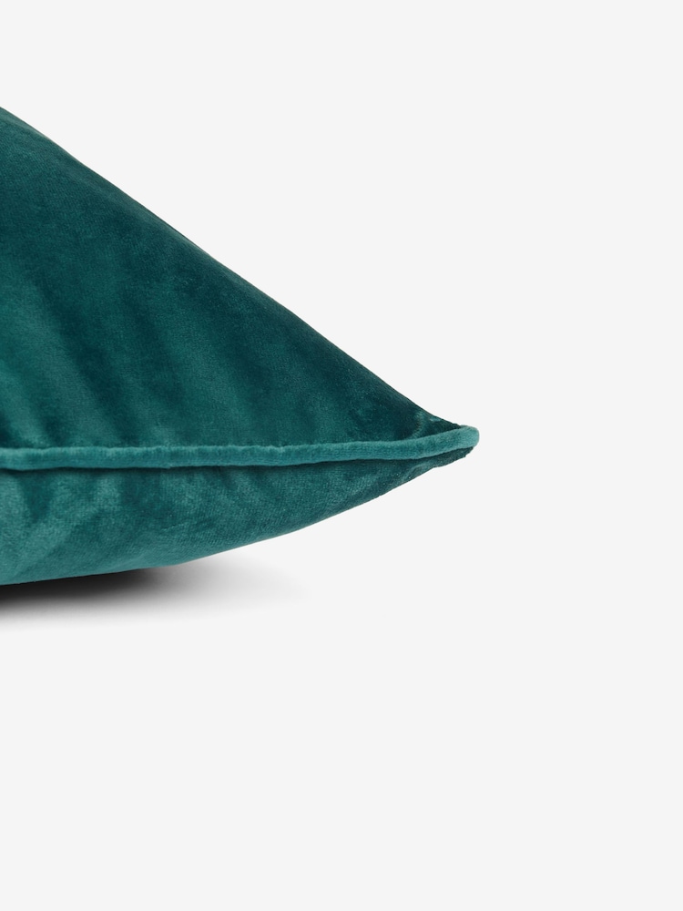 Dark Teal 43 x 43cm Matte Velvet Cushion - Image 2 of 3