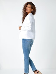 Roman White Stretch Button Detail Blazer - Image 2 of 5