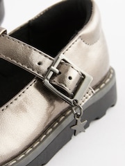 Silver Wide Fit (G) T-Bar Adjustable Buckle Shoes - Image 5 of 6