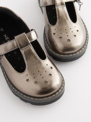 Silver Wide Fit (G) T-Bar Adjustable Buckle Shoes - Image 6 of 6