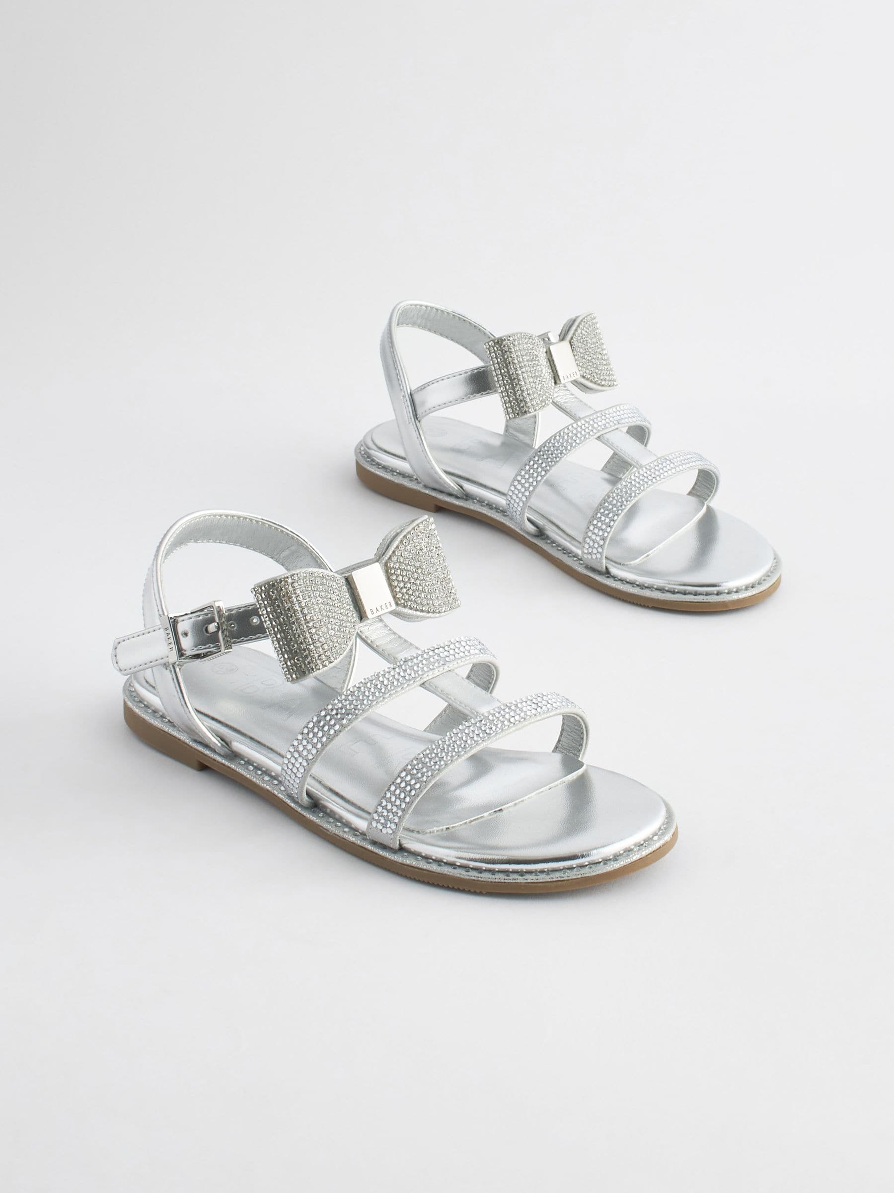 Buy Baker by Ted Baker Girls Silver Diamante Sandals with Bow from Next Luxembourg