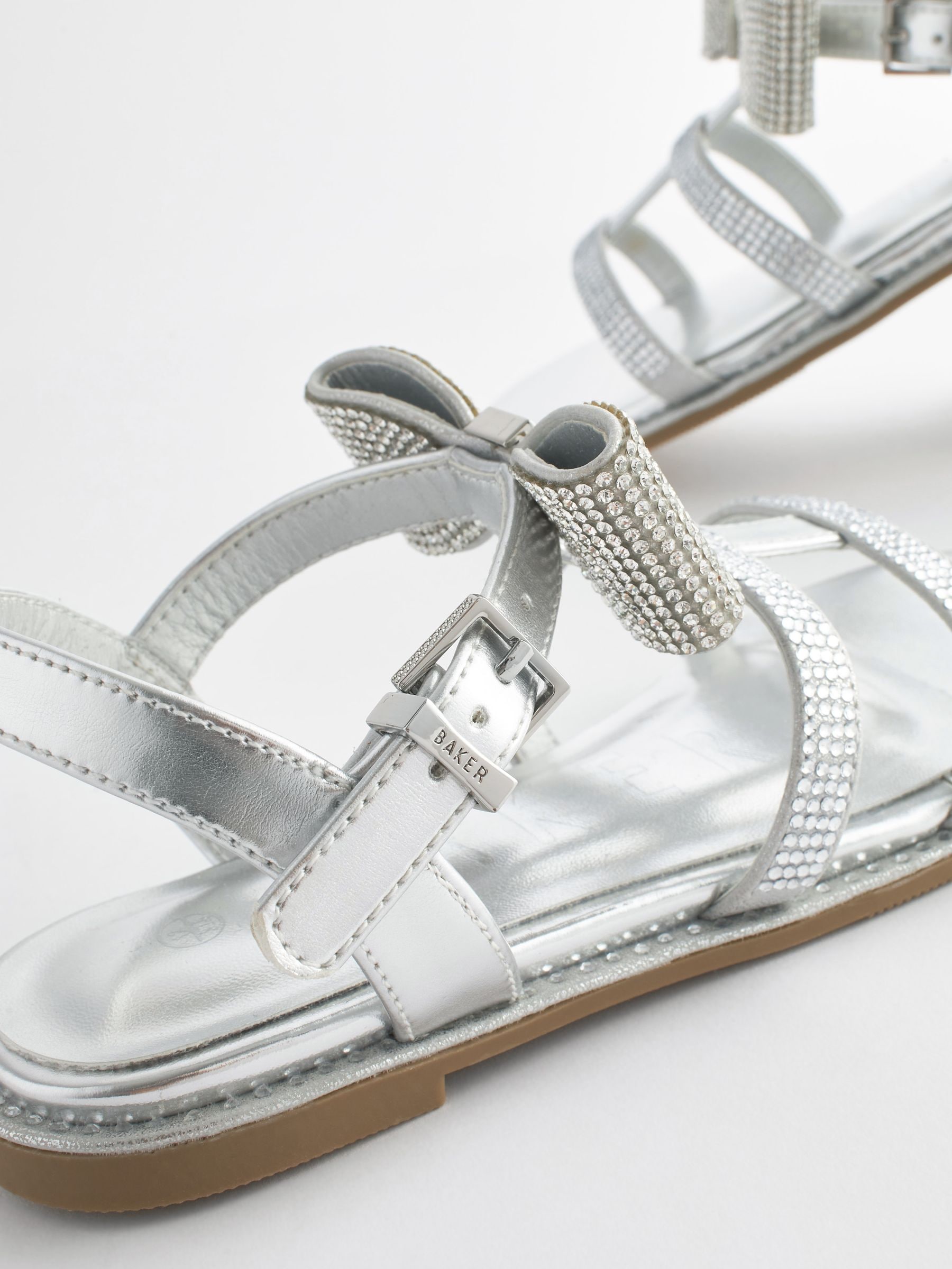 Buy Baker by Ted Baker Girls Silver Diamante Sandals with Bow from Next Luxembourg