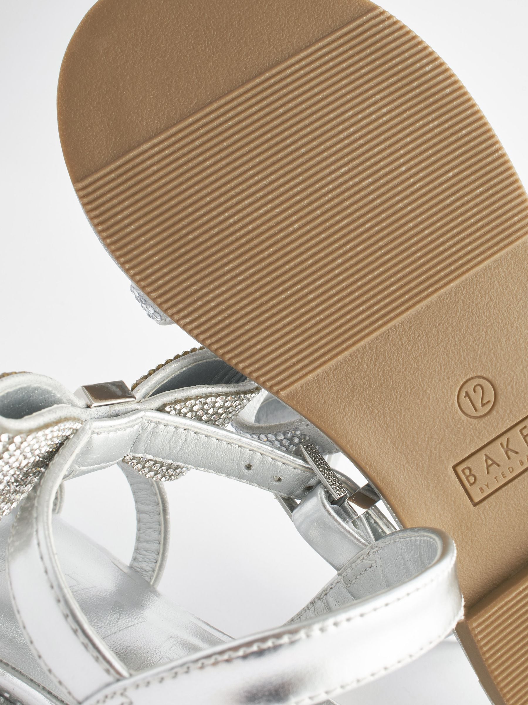 Buy Baker by Ted Baker Girls Silver Diamante Sandals with Bow from Next Luxembourg
