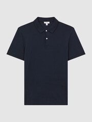 Reiss Navy Puro Slim Fit Garment Dye Polo Shirt - Image 2 of 4