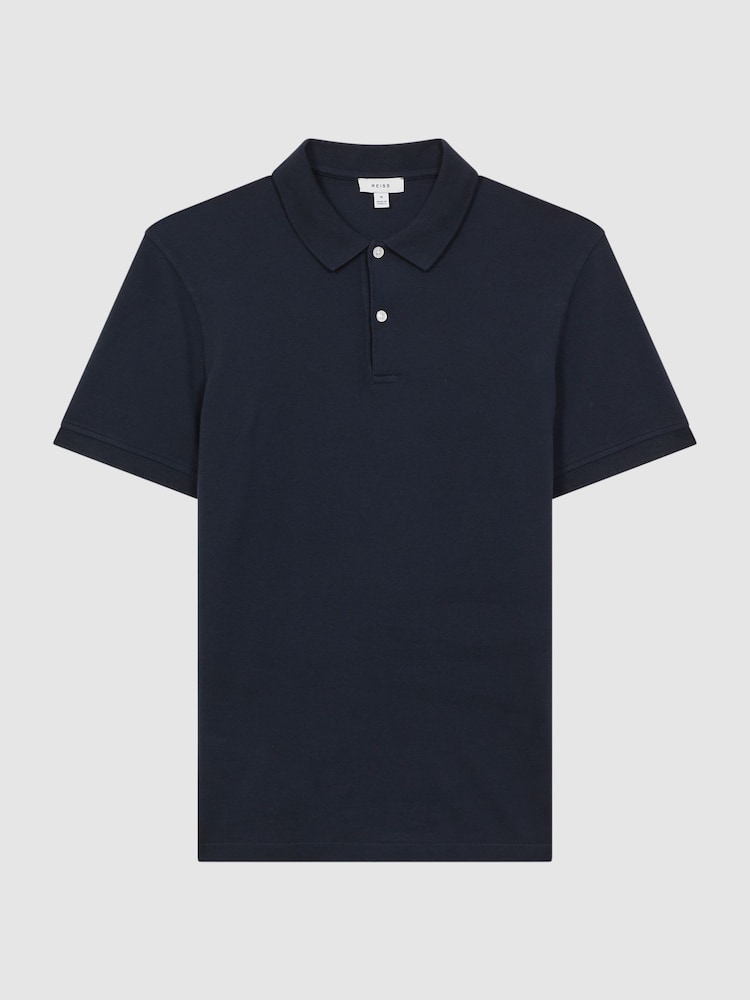 Reiss Navy Puro Slim Fit Garment Dye Polo Shirt - Image 2 of 4