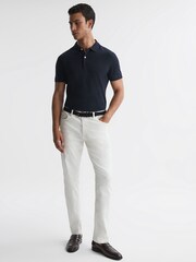 Reiss Navy Puro Slim Fit Garment Dye Polo Shirt - Image 3 of 4