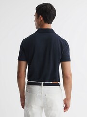 Reiss Navy Puro Slim Fit Garment Dye Polo Shirt - Image 4 of 4