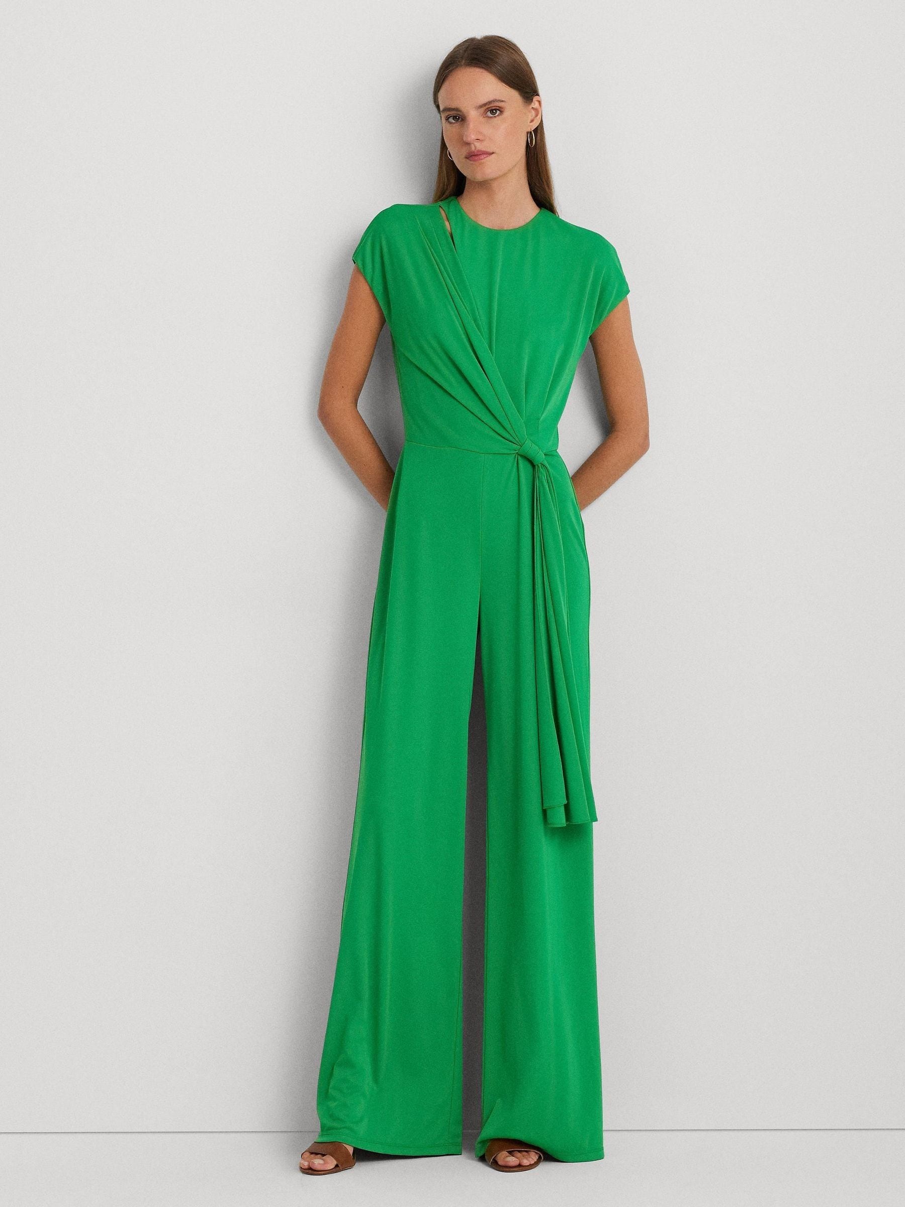 Buy Lauren Ralph Lauren Dinfell Tie Front Jersey Wide Leg Jumpsuit from Next Luxembourg