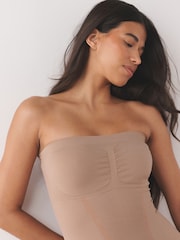 Rosa nude pastel - Bodi de palabra de honor con efecto firme en el vientre - Imagen 4 de 7