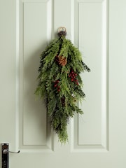 Scottish Everlastings Ltd Green Pine & Berry Swag Wreath - Image 1 of 3