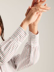 Joules Everly Multi Check Tie Neck Blouse - Image 4 of 4