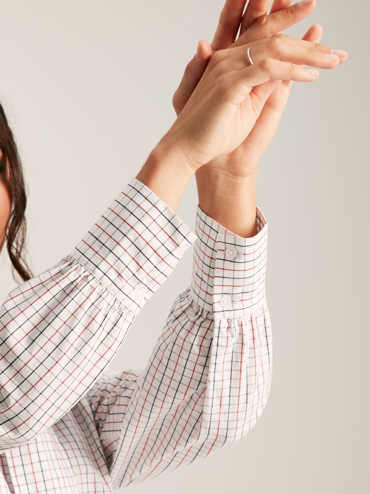 Joules Everly Multi Check Tie Neck Blouse - Image 4 of 4 Joules Everly Multi Check Tie Neck Blouse - Image 4 of 4