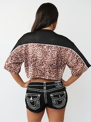 True Religion Black Crystal Leopard Jersey Top - Image 2 of 3
