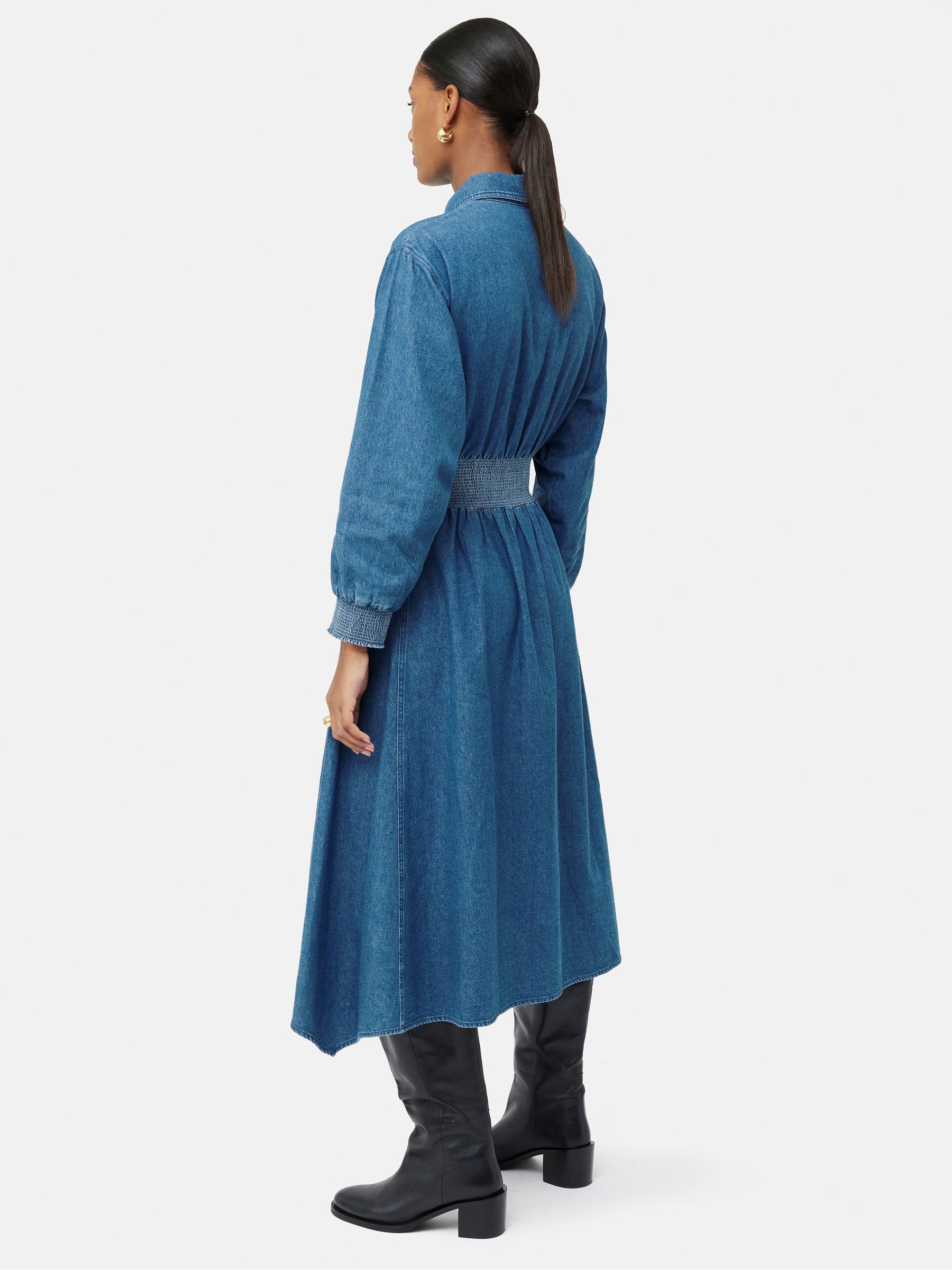 Buy Jigsaw Blue Denim Smocked Waist Tea Dress from Next Poland