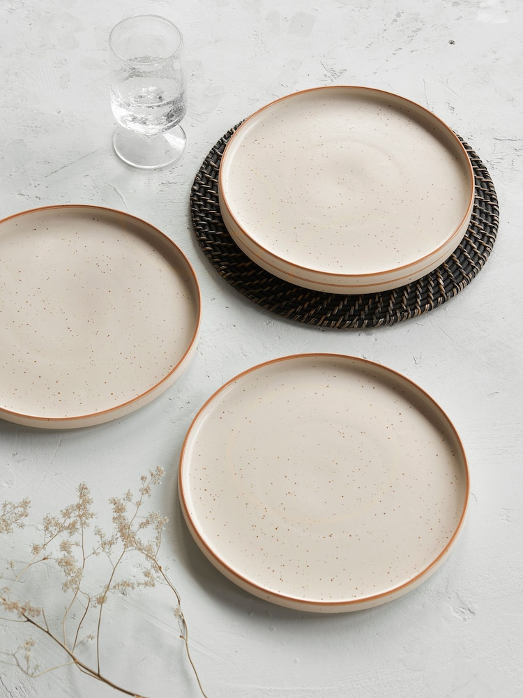 French Connection Cream Speckle Watamu Set of 4 Dinner Plates - Image 1 of 3