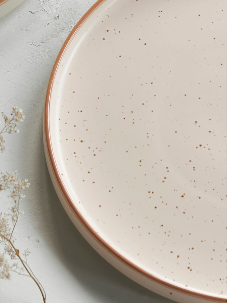 French Connection Cream Speckle Watamu Set of 4 Dinner Plates - Image 2 of 3