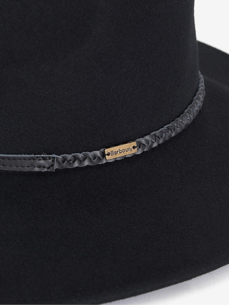 Barbour® Black Tack Fedora 100% Cotton Hat - Image 2 of 3