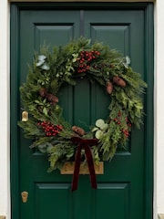 Scottish Everlastings Ltd Red Christmas Oversized Wreath with Velvet Bow - Image 1 of 3