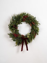 Scottish Everlastings Ltd Red Christmas Oversized Wreath with Velvet Bow - Image 2 of 3