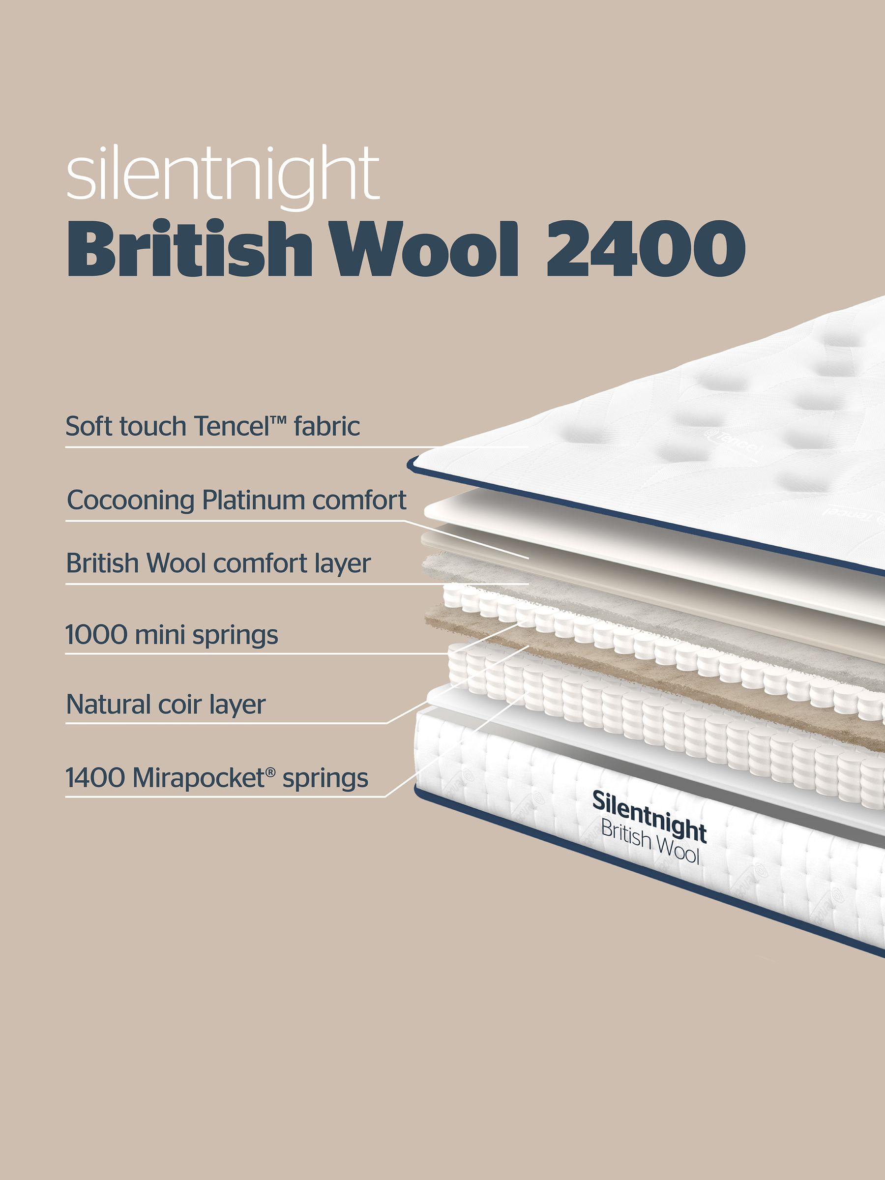 Buy Silentnight Wool Naturals Pocket 2400 Mattress From The Next UK Buy Silentnight Wool Naturals Pocket 2400 Mattress From The Next UK