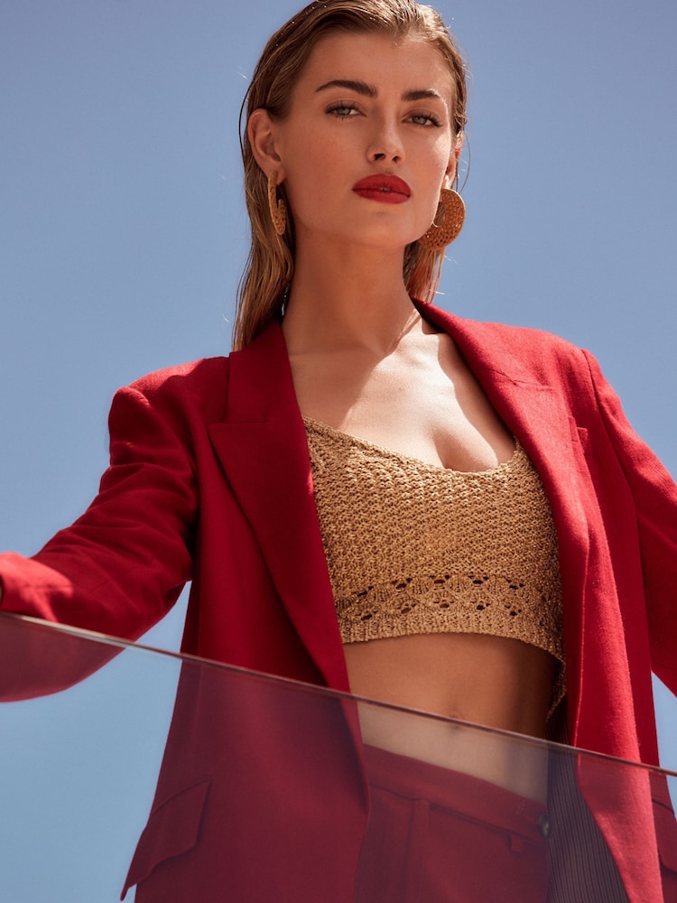 Red Linen Blazer - Image 1 of 6