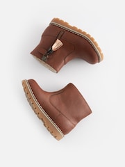 Tan Brown Standard Fit (F) Warm Lined Tassel Detail Zip Boots - Image 4 of 7