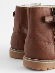 Tan Brown Standard Fit (F) Warm Lined Tassel Detail Zip Boots - Image 6 of 7