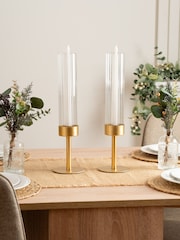 Scottish Everlastings Ltd Gold Glass Candle Holder - Image 1 of 3