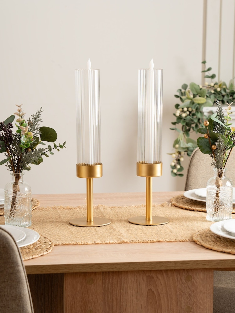 Scottish Everlastings Ltd Gold Glass Candle Holder - Image 1 of 3 Scottish Everlastings Ltd Gold Glass Candle Holder - Image 1 of 3