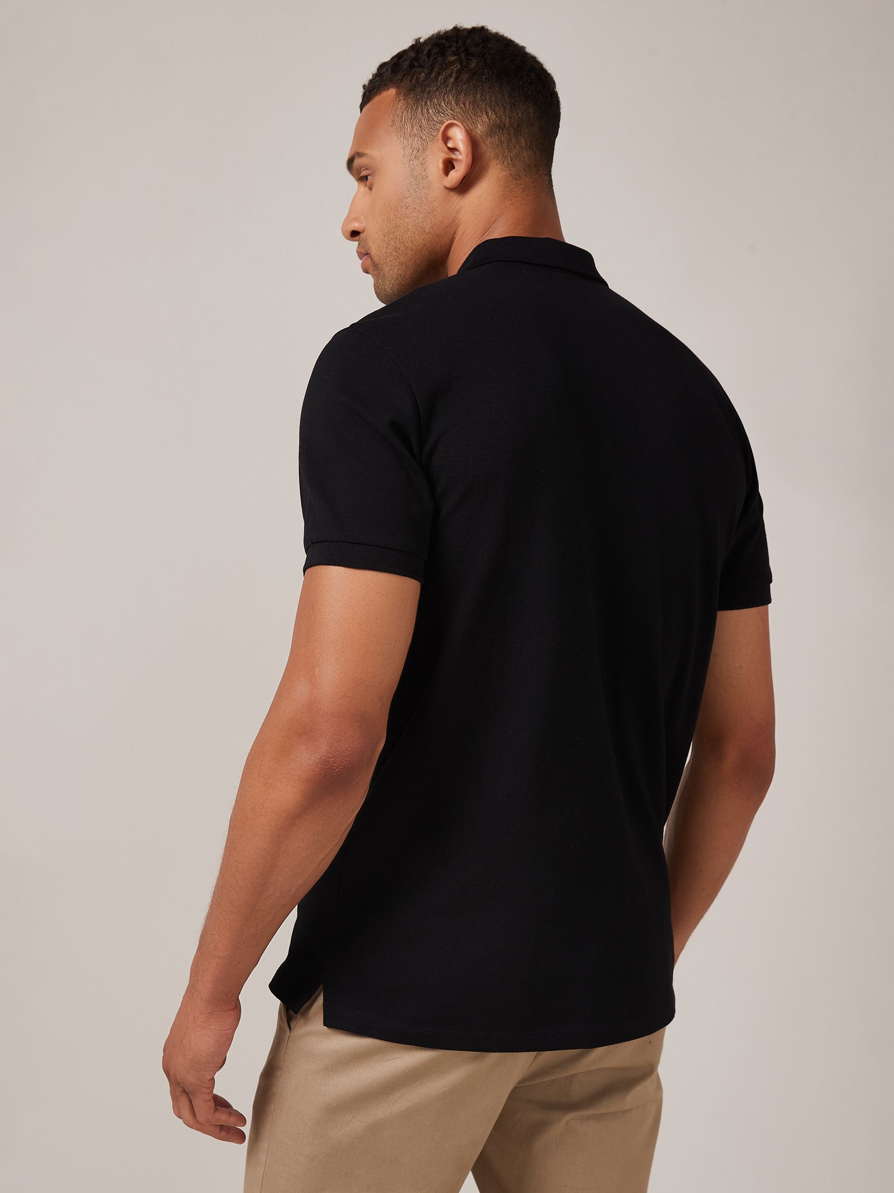 Buy Black Regular Fit Short Sleeve Pique Polo Shirt from