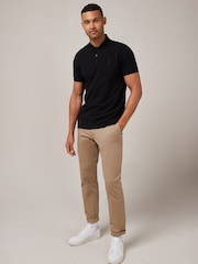 Black Regular Fit Short Sleeve Pique Polo Shirt - Image 4 of 6