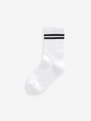 White Black Stripe Regular Length Cotton Rich Cushioned Sole Ankle Socks 3 Pack - Image 2 of 4
