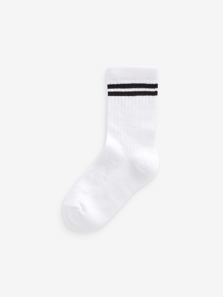 White Black Stripe Regular Length Cotton Rich Cushioned Sole Ankle Socks 3 Pack - Image 2 of 4