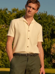 Ecru 100% Cotton Textured Waffle Short Sleeve Shirt - Image 3 of 7