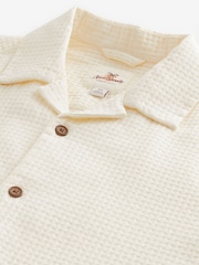 Ecru 100% Cotton Textured Waffle Short Sleeve Shirt - Image 7 of 7