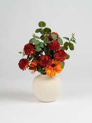 Scottish Everlastings Ltd Orange Chrysanthemum  Eucalyptus Artificial Flower Arrangement - Image 2 of 3