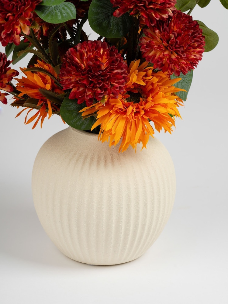 Scottish Everlastings Ltd Orange Chrysanthemum  Eucalyptus Artificial Flower Arrangement - Image 3 of 3