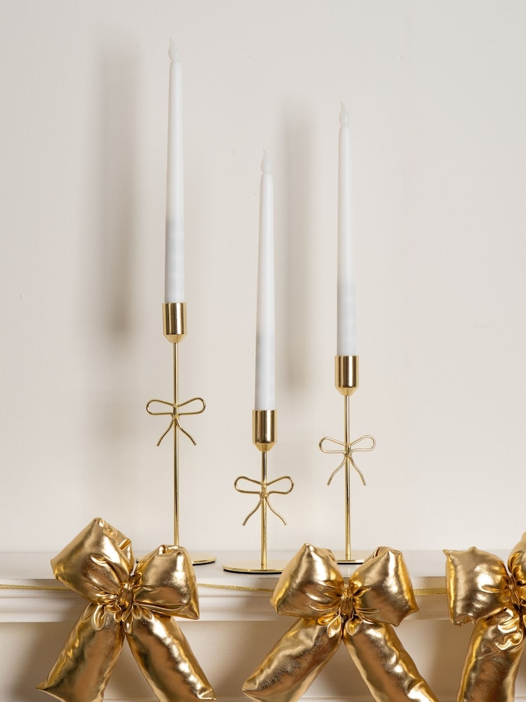 Scottish Everlastings Ltd Gold Bow Candle Holder - Image 1 of 3