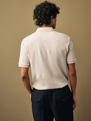 Neutral Textured Block Polo Shirt - Image 3 of 8