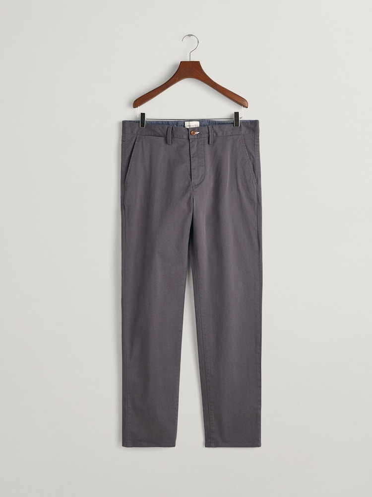 GANT Antracite Grey Regular Fit Cotton Twill Chino Trousers - Image 5 of 5