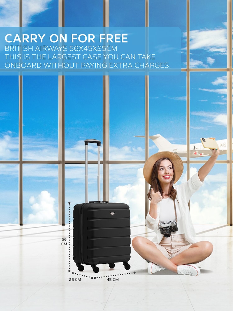 Flight Knight 56x45x25cm EasyJet Overhead 4 Wheel ABS Hard Case Cabin Carry On Hand Luggage - Image 3 of 7