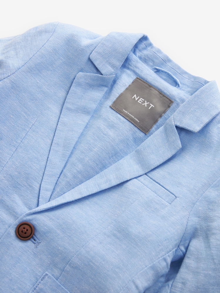Blue Linen Blend Blazer (3mths-9yrs) - Image 7 of 7