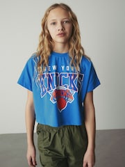 Blue New York Knicks NBA Boxy Graphic T-Shirt (3-16yrs) - Image 1 of 8