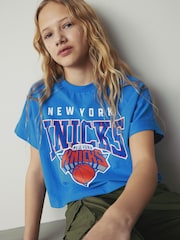 Blue New York Knicks NBA Boxy Graphic T-Shirt (3-16yrs) - Image 5 of 8