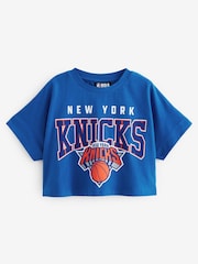 Blue New York Knicks NBA Boxy Graphic T-Shirt (3-16yrs) - Image 6 of 8